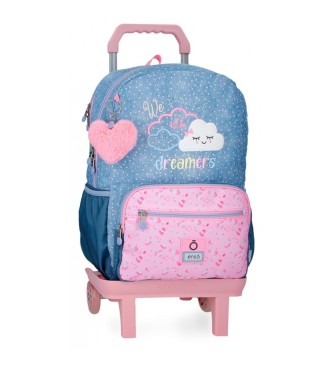 Enso para niña. 96926T1 Mochila porta ordenador Dreamer dos compartimentos con carro azul (OSFA), Casual, Poliéster, moda infantil, Enso out