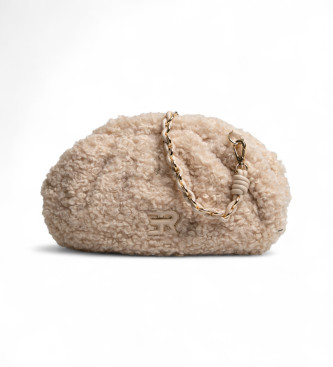 Ermanno Firenze para mulher. 12402036 Bolsa de pele de carneiro bege (OSFA), Casual, Poliéster, Poliuretano