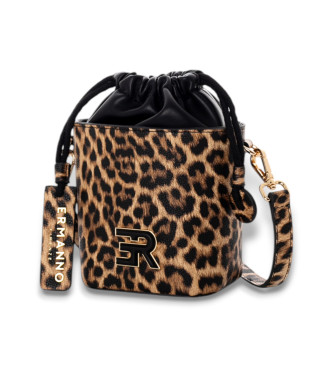 Ermanno Firenze para mulher. 12401895 Saco castanho tansy (OSFA), Marrom, Casual, Animal print, Poliuretano