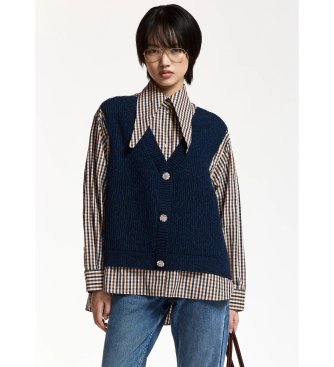 Essentiel Antwerp KUTE Camisa con chaleco de punto integrado marino