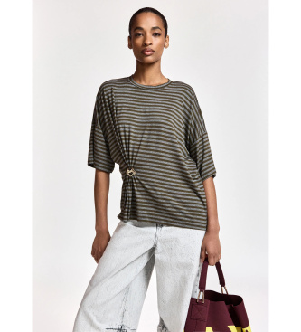 Essentiel Antwerp KRISS Camiseta a rayas con broche gris