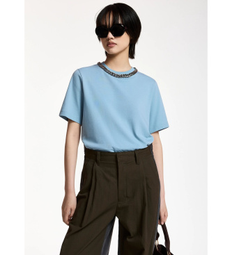 Essentiel Antwerp KLAIM Camiseta adornada con cadena azul