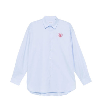Family First para homem. SHS2501 Camisa azul coração (M), Casual, Algodão, Manga comprida
