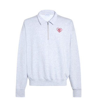 Family First para homem. SS2504 Pólo cinzento com coração (S), Casual, Cinza, Algodão, Manga comprida