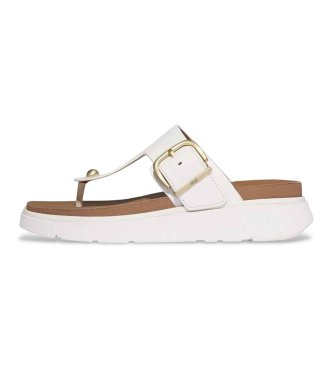Fitflop för kvinnor. B1H-194 Lädersandaler Gen FF Spänne vit (41), Hud, 1 till 3 cm, Casual