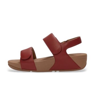 Fitflop för kvinnor. FV8-D47 Lulu Adjustable sandaler i läder, vinröda (41), Hud, 1 till 3 cm, Kardborreband, Casual, Bordeaux