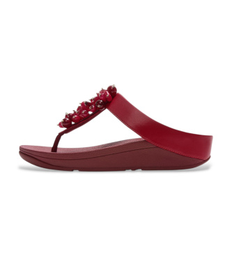 Fitflop For Woman. A2D-D47 Bead-Cluster Bead-Cluster Toe-Post Burgundy Fine Leather Sandals (37), 3 To 5 Cm, None, Casual
