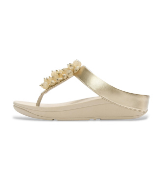 Fitflop para mujer. A2D-675 Sandalias Fino Bead-Cluster Toe-Post dorado (41), 1 a 3cm, Ninguno, Casual