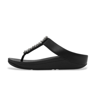 Fitflopvoor vrouwen. A2N-001 Geparelde en kristallen teen-steel sandalen zwart (40), 3 tot 5 cm, Geen, Casual