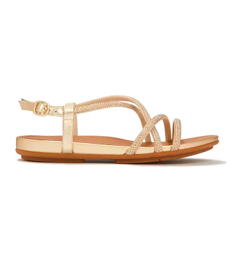 Fitflop para mujer. A3Z-675 Sandalias Gracie Crystal dorado (39), Piel, Plano, Hebilla, Casual