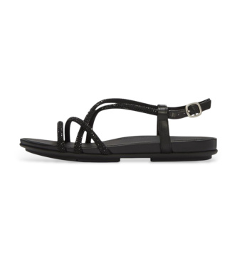 Fitflop para mujer. A3Z-090 Sandalias Gracie Crystal Strappy Back-Strap negro (39), Plano, Hebilla, Casual