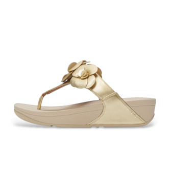 Fitflop para mujer. A4N-675 Sandalias Lulu Flower Toe-Post platino (36), Dorado, 1 a 3cm, Ninguno, Casual
