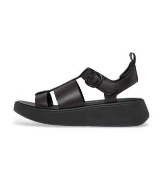 Fitflop para mujer. HV1-001 Sandalias de piel F-Mode Fisherman negro (3 UK = 36), 3 a 5cm, Hebilla, Casual