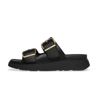 Fitflop Sandalias de piel Gen-FF Buckle Two-Bar Leather Slides negro