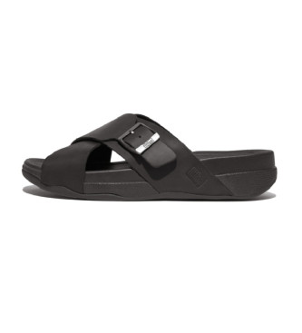 Fitflop för män. HC2-001 Surfer lädersandaler svart (46), Hud, Karta, Casual