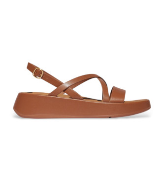 Fitflopvoor vrouwen. IY3-C15 Mode Bruin Leren Sandalen (38), Leer, 3 tot 5 cm, Gesp, Casual