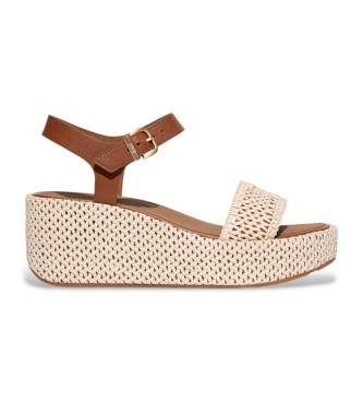 Para mujer. JG1-C25 Sandalias de piel con cuña y tira al tobillo (40), 5 a 8cm, Hebilla, Casual