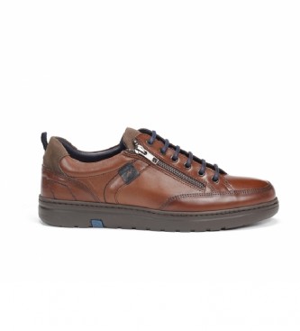Fluchos para hombre. F0298_HAAH_CMSM Zapatillas de piel Atlas F0298 Marrón (44), Plano, Cordones, Cremallera, Casual, Clásico