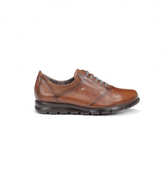 Fluchos para mujer. F0354_SUNO_2CUC Zapatillas de Piel Susan F0354 marrón (38), Plano, Cordones, Casual