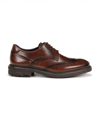 Fluchos para hombre. F0628_SIER_CAST Zapatos de Piel F0628 marrón (46), Plano, Cordones, Casual
