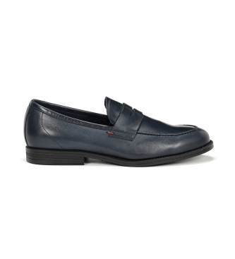 Fluchos para hombre. F0824 Mocasines de piel Henri F0824 Azul oscuro (44), Plano, Ninguno, Casual