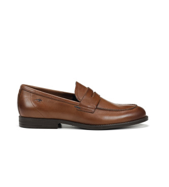 Fluchos para hombre. F0824 Mocasines de piel Henri Marrón (40), Plano, Ante, Ninguno, Casual