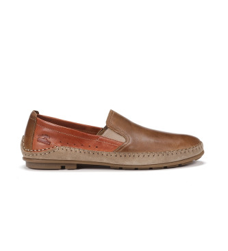 Fluchos para hombre. F1178 Mocasines de piel Dorian Marrón medio (42), Plano, Ninguno, Casual