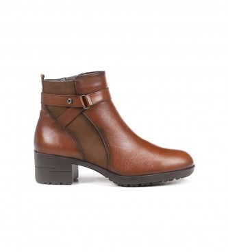 Fluchosvoor vrouwen. F1368 Aliss Leren Enkellaarsjes F1368 bruin -Hoogte hak 5cm (36), Leer, 5 tot 8 cm, Ritssluiting, Casual