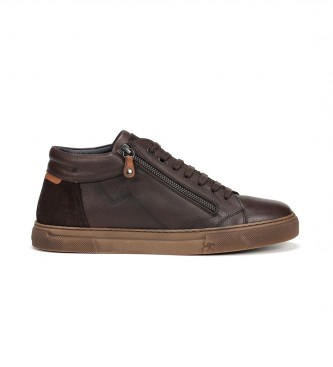 Fluchos para hombre. F1550 Zapatillas de Piel Niko F1550 marrón (39), Plano, Cremallera, Casual, Fluchos outlet 2024.