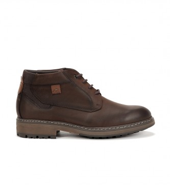 Fluchos para hombre. F1593 Botines de piel F1593 Marrón oscuro (41), 1 a 3cm, Cordones, Casual