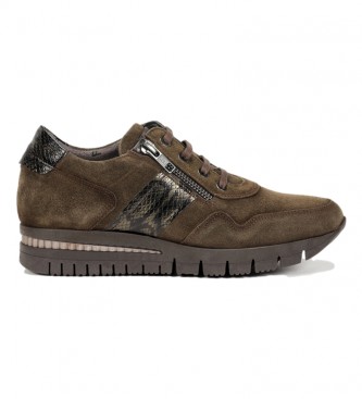 Fluchos para mujer. F1619 Zapatos de piel F1619 Verde (38), 3 a 5cm, Serraje, Cordones, Casual