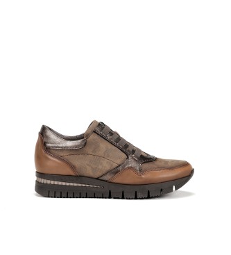 Fluchos para mujer. F1623 Zapatillas de piel F1623 marrón (41), Plano, Ninguno, Casual