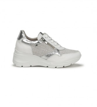 Zapatillas de Piel Olas gris -Altura cuña 6cm- (41), Blanco, 5 a 8cm, Cordones, Cremallera, Casual, Fluchos outlet