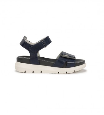 Sandalias de Piel Hellen F1708 marino -Altura cuña 5cm- (39), Azul, 5 a 8cm, Velcro, Casual, Fluchos outlet 2024.