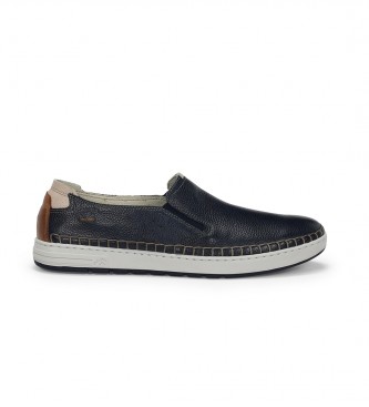 Fluchos para hombre. F1714 Mocasines de Piel Lester marino (45), Plano, Ninguno, Casual