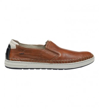 Fluchos para hombre. F1714 Zapatos de piel F1714 marrón medio (43), Plano, 1 a 3cm, Ninguno, Casual, Clásico
