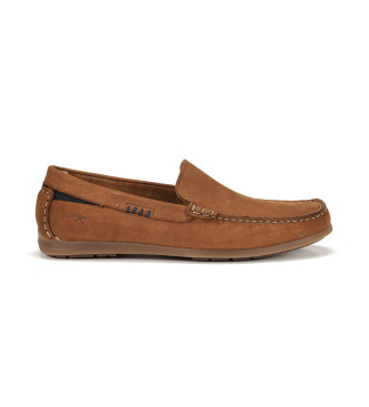 Fluchos para hombre. F1729 Mocasines de Piel Troy F1729 marrón (46), Plano, Ninguno, Casual