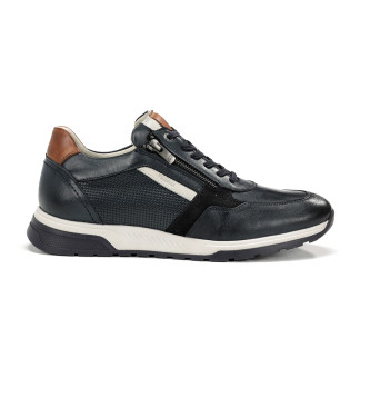 Fluchos para hombre. F1752 Zapatillas de Piel Louis F1752 marino (42), Plano, Cremallera, Casual