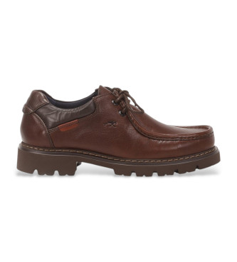 Fluchos para hombre. F1323 Zapatos de piel F1323 marrón (43), Plano, 1 a 3cm, Cordones, Casual