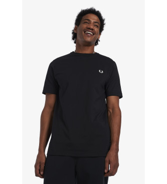 Fred Perry para hombre. M1600 Camiseta de cuello redondo negro (L), Casual, Algodón, Manga corta