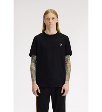 Fred Perry para hombre. M4613 Camiseta M4613 negro (L), Casual, Algodón, Manga corta