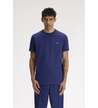 Fred Perry para hombre. M3519 Camiseta ringer azul (M), Casual, Algodón, Manga corta