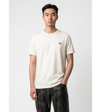 Fred Perry para hombre. M3519 Camiseta ringer beige (M), Casual, Algodón, Manga corta