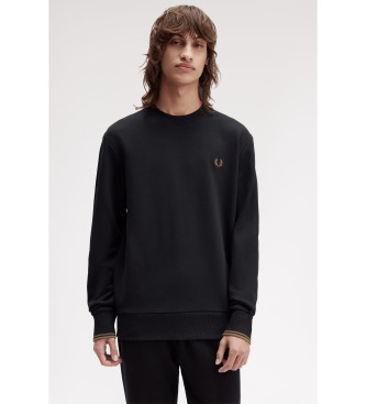 Fred Perry para hombre. M7535 Sudadera con cuello redondo marino (M), Negro, Casual, Algodón