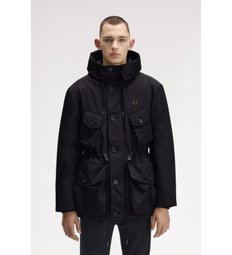 Fred Perry para hombre. J1315 Parka Partch Pocket negro (M), Casual, Poliéster Reciclado, Sostenible