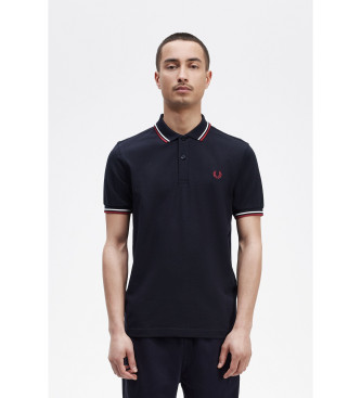 Fred Perry Polo Mm3600 T55 Nvy/Swht/Bntred, Blu, Xl-image