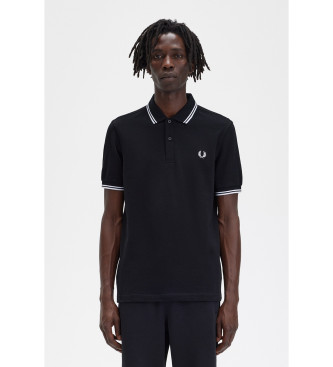 Fred Perry para hombre. M3600 Polo ribete negro (L), Casual, Algodón, Manga corta