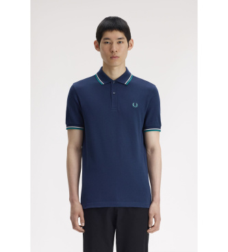 Fred Perry para hombre. M3600 Polo Twin Tipped azul (XXL), Casual, Algodón, Manga corta