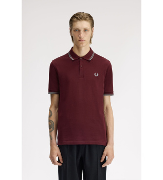 Fred Perry para hombre. M3600 Polo Twin Tipped granate (L), Casual, Algodón, Manga corta