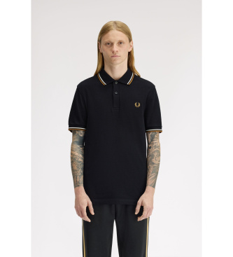 Fred Perry para hombre. M3600 Polo Twin Tipped negro (XXL), Casual, Algodón, Manga corta